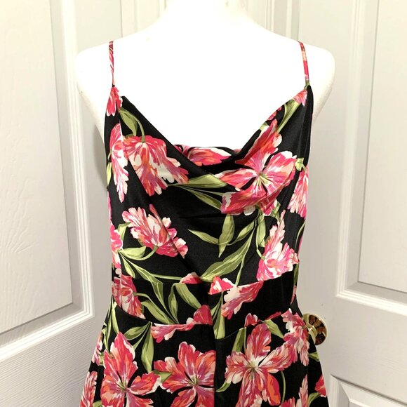 NWT Anne Klein Women Black Pink Floral Tiered Sleeveless Maxi Dress Prom Size 8 - Picture 4 of 12